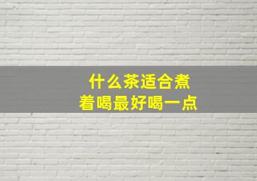 什么茶适合煮着喝最好喝一点