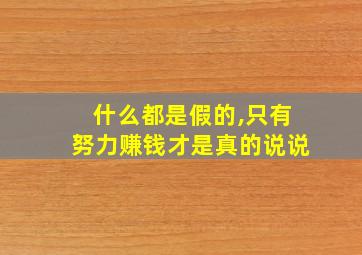 什么都是假的,只有努力赚钱才是真的说说