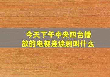 今天下午中央四台播放的电视连续剧叫什么