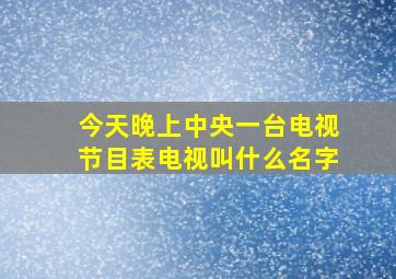 今天晚上中央一台电视节目表电视叫什么名字