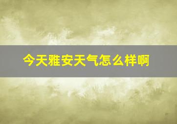 今天雅安天气怎么样啊