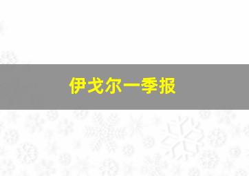 伊戈尔一季报