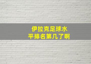 伊拉克足球水平排名第几了啊