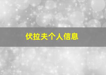 伏拉夫个人信息