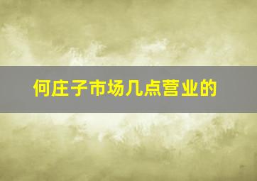 何庄子市场几点营业的