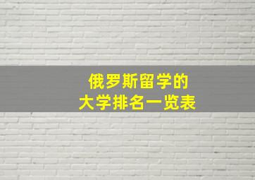 俄罗斯留学的大学排名一览表