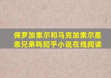 保罗加索尔和马克加索尔是亲兄弟吗知乎小说在线阅读