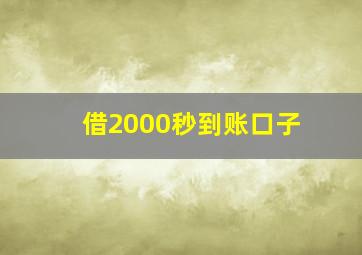 借2000秒到账口子