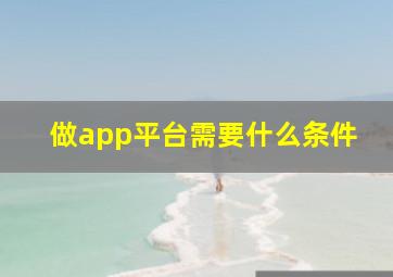 做app平台需要什么条件