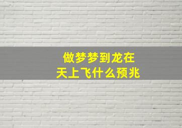 做梦梦到龙在天上飞什么预兆