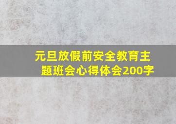 元旦放假前安全教育主题班会心得体会200字