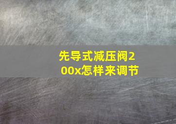 先导式减压阀200x怎样来调节