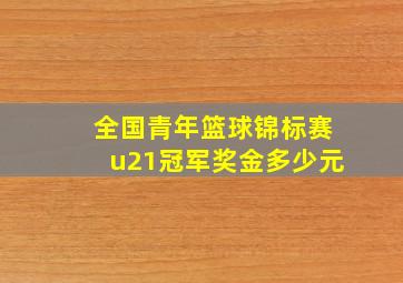 全国青年篮球锦标赛u21冠军奖金多少元