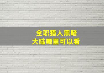 全职猎人黑暗大陆哪里可以看