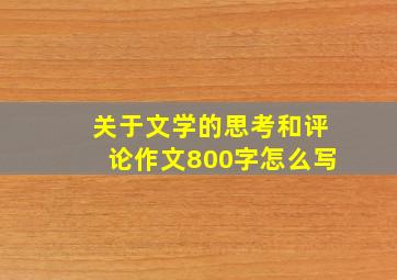 关于文学的思考和评论作文800字怎么写