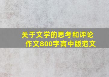 关于文学的思考和评论作文800字高中版范文