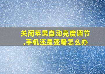 关闭苹果自动亮度调节,手机还是变暗怎么办