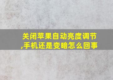 关闭苹果自动亮度调节,手机还是变暗怎么回事