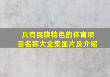 具有民族特色的体育项目名称大全集图片及介绍