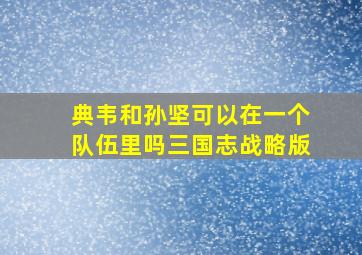 典韦和孙坚可以在一个队伍里吗三国志战略版