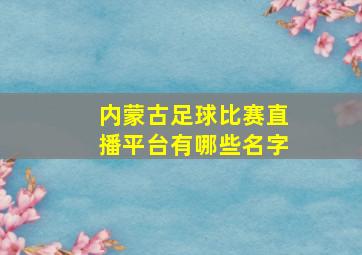 内蒙古足球比赛直播平台有哪些名字