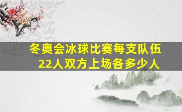 冬奥会冰球比赛每支队伍22人双方上场各多少人