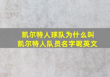 凯尔特人球队为什么叫凯尔特人队员名字呢英文