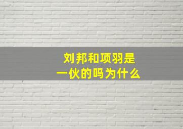 刘邦和项羽是一伙的吗为什么