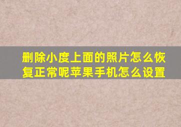 删除小度上面的照片怎么恢复正常呢苹果手机怎么设置