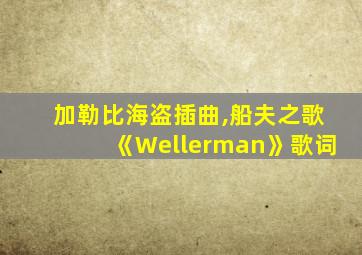 加勒比海盗插曲,船夫之歌《Wellerman》歌词