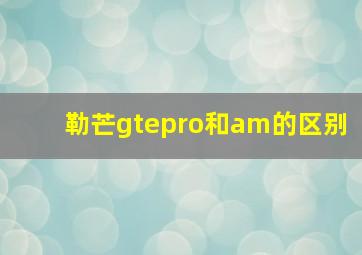 勒芒gtepro和am的区别