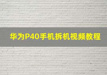 华为P40手机拆机视频教程