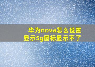 华为nova怎么设置显示5g图标显示不了