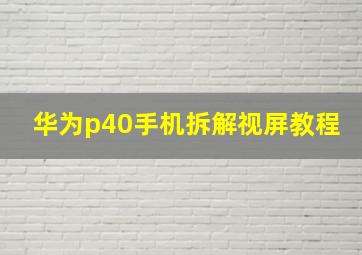 华为p40手机拆解视屏教程