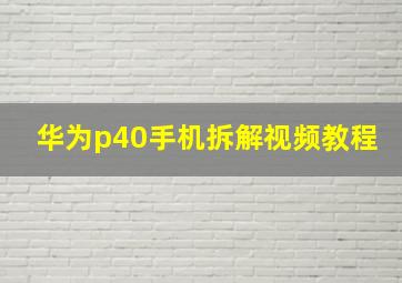 华为p40手机拆解视频教程