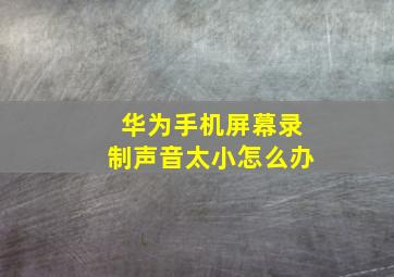 华为手机屏幕录制声音太小怎么办