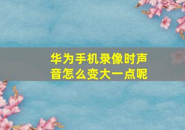 华为手机录像时声音怎么变大一点呢