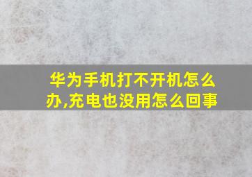 华为手机打不开机怎么办,充电也没用怎么回事