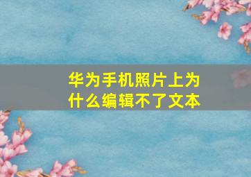 华为手机照片上为什么编辑不了文本