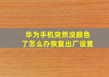 华为手机突然没颜色了怎么办恢复出厂设置