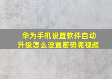 华为手机设置软件自动升级怎么设置密码呢视频