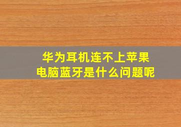 华为耳机连不上苹果电脑蓝牙是什么问题呢