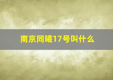 南京同曦17号叫什么