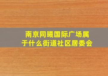 南京同曦国际广场属于什么街道社区居委会