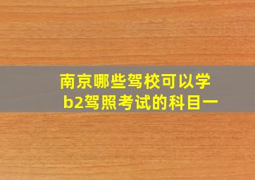 南京哪些驾校可以学b2驾照考试的科目一