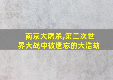 南京大屠杀,第二次世界大战中被遗忘的大浩劫