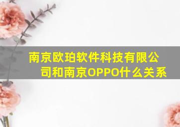 南京欧珀软件科技有限公司和南京OPPO什么关系