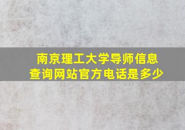 南京理工大学导师信息查询网站官方电话是多少