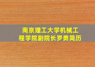 南京理工大学机械工程学院副院长罗勇简历