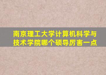 南京理工大学计算机科学与技术学院哪个硕导厉害一点